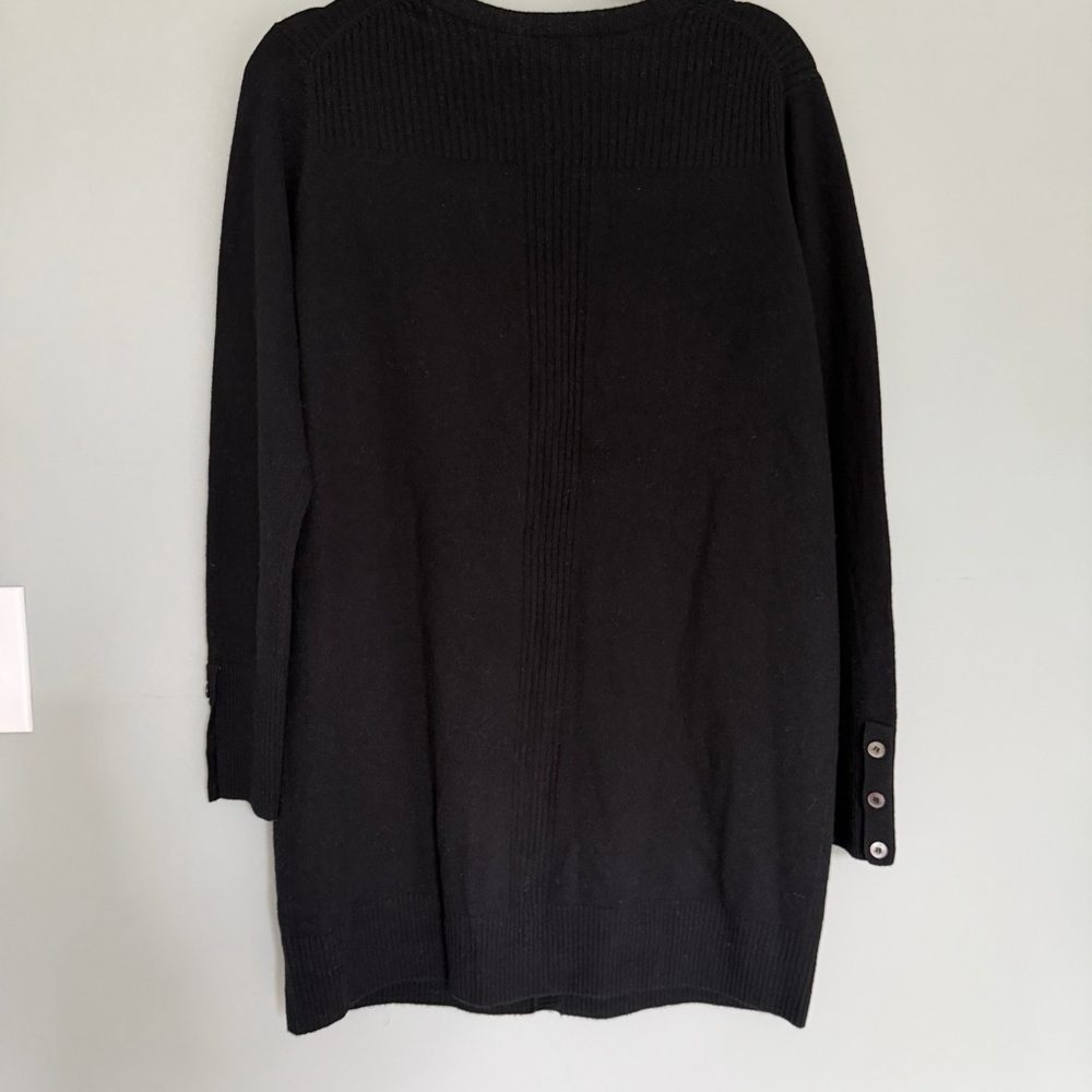 NWT Pure Collection 90 Wool 10 Cashmere Black Longline Cardigan Sweater Minimal - Picture 8 of 15